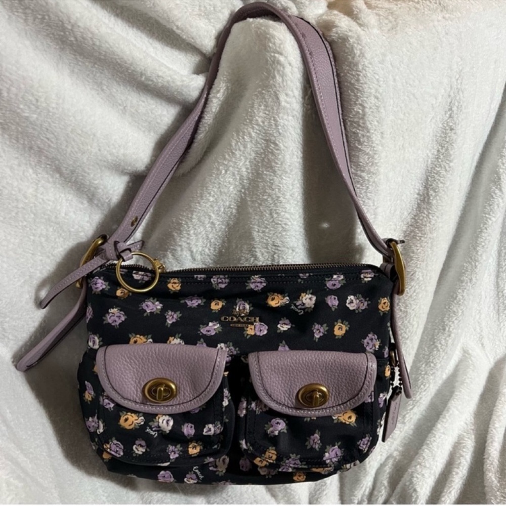 Coach Vintage Rose Print Nylon Cargo Shoulder Bag
